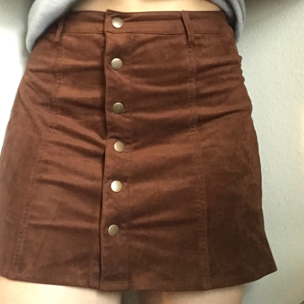 SOLD- Faux Suede Button Up Skirt